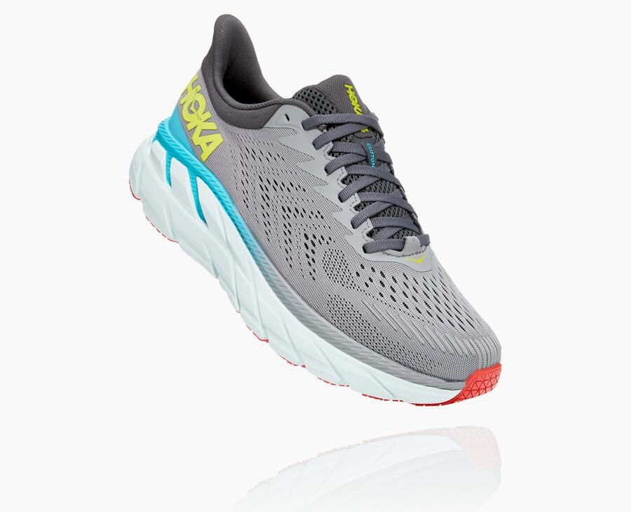 Hoka One One Clifton 7 - Men Running Shoes - Grey,Australia BGI-436081